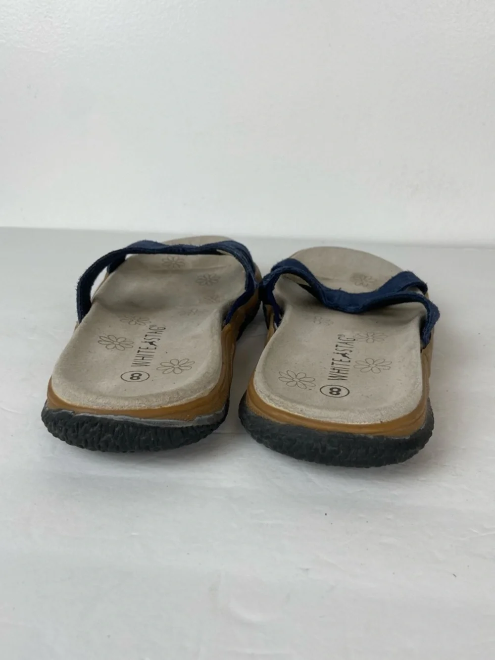 White Stag Maya Women's Sandals Sz 8 Crisscross Blue Suede Leather Boho Outdoor